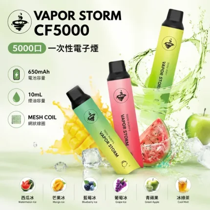 13種口味｜風暴VAPOR STORM CF5000口 拋棄式電子煙